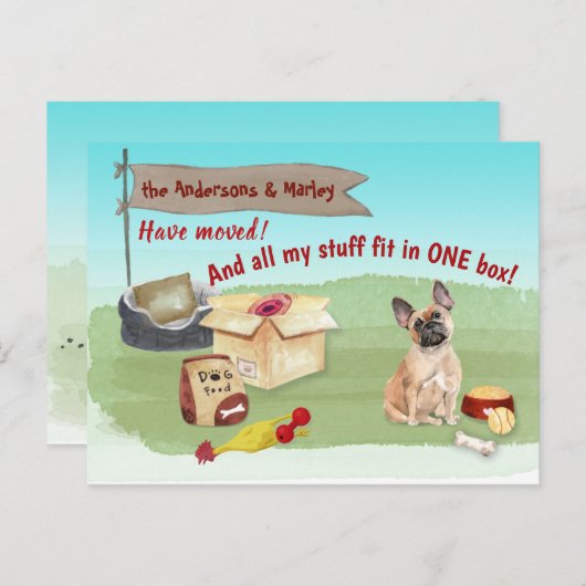 Der französische Bulldog-Hund befördert unsere neu Postkarte (Vorne/Hinten)