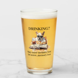 Der französische Bulldogge Lese Drink kann Gedächt Glas