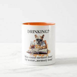 Der französische Bulldogge Lese Drink kann Gedächt Zweifarbige Tasse