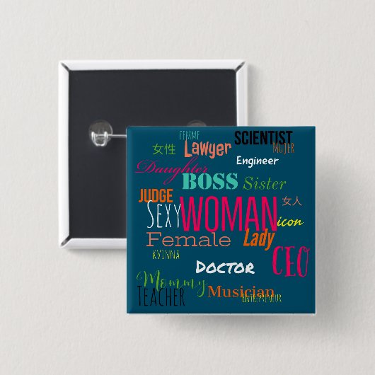 Der FRAUEN-KNOPF (tiefes blaues Meer) Button (Vorne & Hinten)