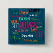 Der FRAUEN-KNOPF (tiefes blaues Meer) Button (Vorderseite)