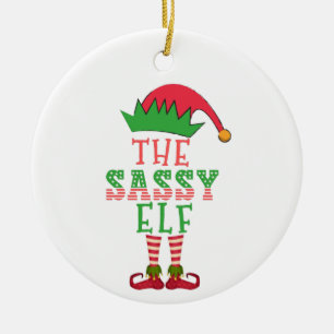 Der freche Elf Weihnachts-Familien-Matching-Pyjama Keramik Ornament