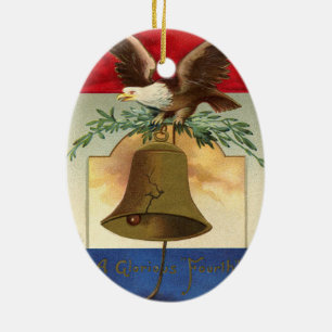 der Freiheitsglocke des kahlen Adlers patriotische Keramik Ornament