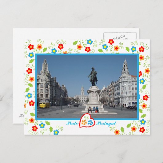 Der Freiheitsplatz und die Reitsterne-Statue von P Postkarte (Vorne/Hinten)