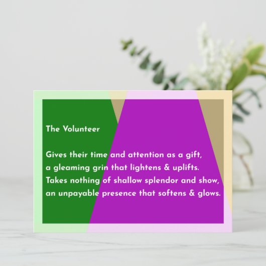 Der Freiwillige Dankeskarte (Stehend Vorderseite)