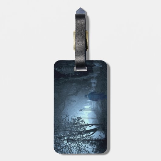 Der Fremde im Park im Nebel Gepäckanhänger (Rückseite vertikal)