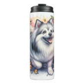 Der freudige Bloom des amerikanischen Eskimo-Hunde Thermosbecher (Vorderseite)