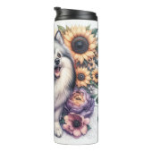 Der freudige Bloom des amerikanischen Eskimo-Hunde Thermosbecher (Nach rechts gedreht)