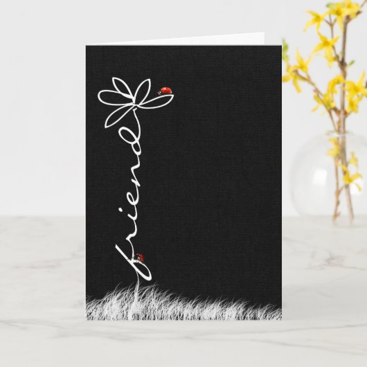 Der Freund, der an Sie Gänseblümchen mit Dame Karte (Gelbe Blume)