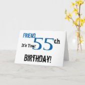 Der Freund hat 55. Geburtstag in schwarz, blau. Karte (Gelbe Blume)