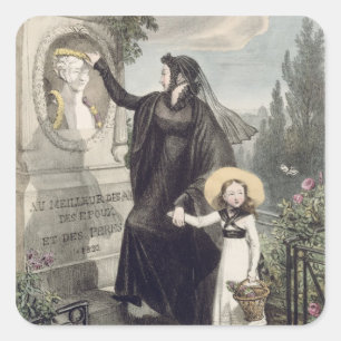 Der Friedhof von Pere Lachaise, gedruckt von Charl Quadratischer Aufkleber