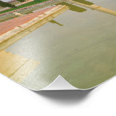 Der friedliche Taj Mahal bei Sonnenaufgang Fotodruck (Ecke)