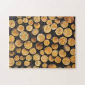 Der frisch geschnittene Stapel von Baumstämmen Puzzle (Horizontal)
