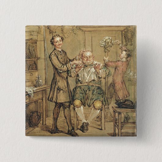 Der Friseur, c.1760-69 (Öl auf Leinwand) Button (Vorderseite)