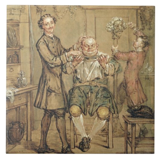 Der Friseur, c.1760-69 (Öl auf Leinwand) Fliese (Vorderseite)