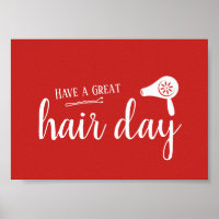 Der Friseursalon hat einen schönen, roten Haartag