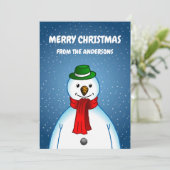 Der frohe Snowman Feiertagskarte (Stehend Vorderseite)