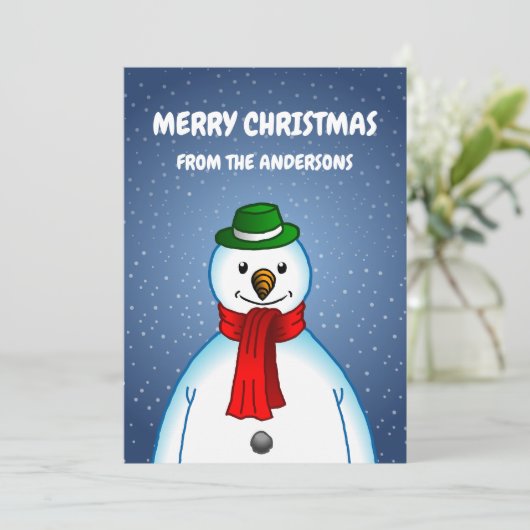 Der frohe Snowman Feiertagskarte (Stehend Vorderseite)