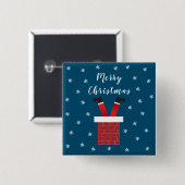 Der frohe Weihnachtsmann steckt in einem Kamin Button (Vorne & Hinten)