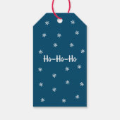 Der frohe Weihnachtsmann steckt in einem Kamin Geschenkanhänger (Rückseite)