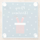 Der frohe Weihnachtsmann steckt in einem Kamin Glasuntersetzer (Rückseite)