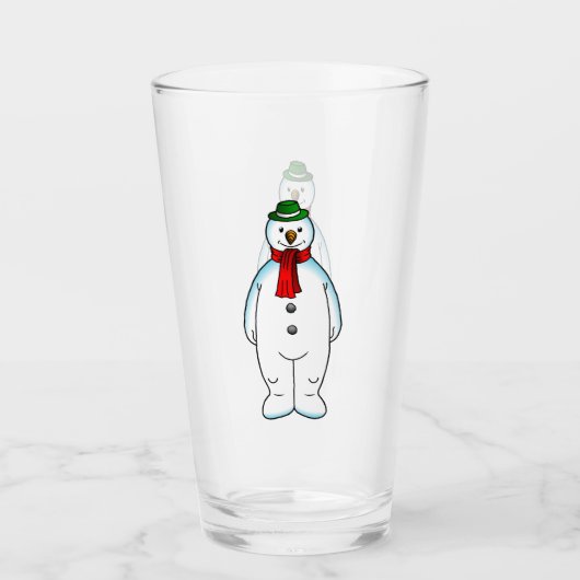 Der fröhliche Schneemann auf einem Weihnachtsglass Glas (Vorderseite)