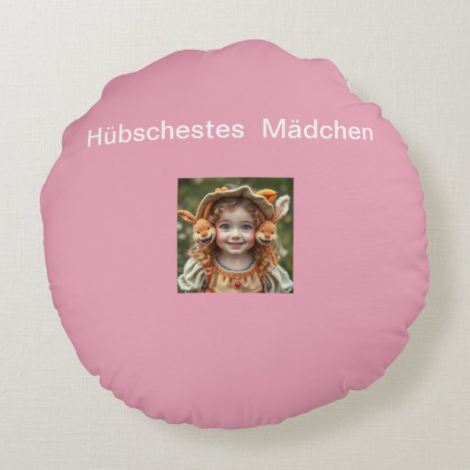 „Der fröhliche Wächter vom Sternental“ Baby Stramp Rundes Kissen (Rückseite)