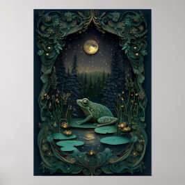 Der Frosch | Sommernachtswaldkunst Poster