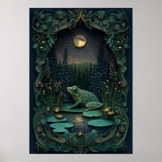 Der Frosch | Sommernachtswaldkunst Poster