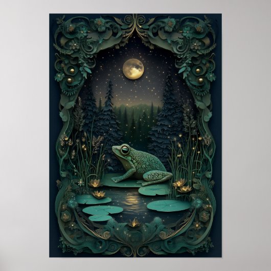 Der Frosch | Sommernachtswaldkunst Poster (Vorne)