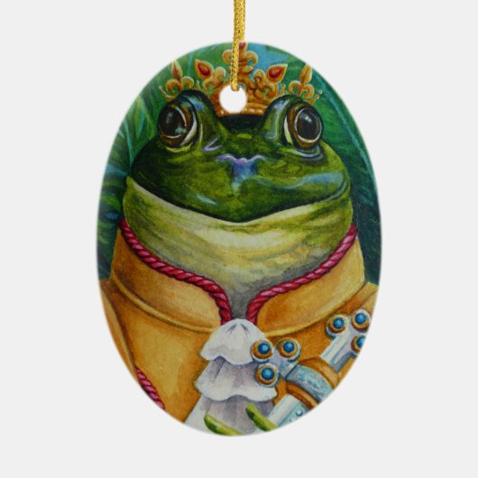Der Froschprinz mit Kronen- und Schwertwasserkunst Keramik Ornament (Vorne)