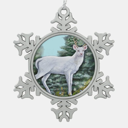 Der Frost-Hirsch Schneeflocken Zinn-Ornament (Vorderseite)