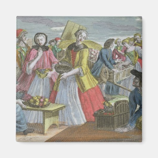 Der Fruchtmarkt (farbige Gravur) Magnet (Vorne)