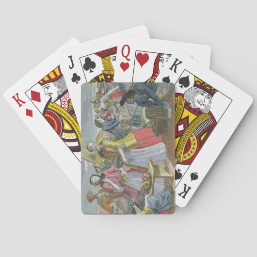 Der Fruchtmarkt (farbige Gravur) Spielkarten (Rückseite)