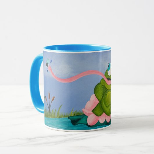 Der frühe Frosch fängt die Fliege Tasse (Vorderseite Links)