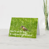 Der frühe Vogel bekommt den Wurm, Glückwunsch Karte (Vorderseite)
