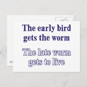 Der frühe Vogel bekommt den Wurm. Postkarte (Vorne/Hinten)