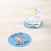 Der frühe Vogel bekommt den Wurm Runder Pappuntersetzer (Vor Ort)