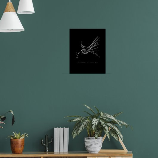 Der frühe Vogel fängt das Worm - Line Art Sprichwo Poster (Wohnzimmer 1)