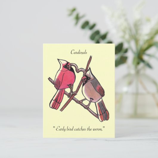 " Der frühe Vogel fängt den Wurm."Postkarte Postkarte (Stehend Vorderseite)