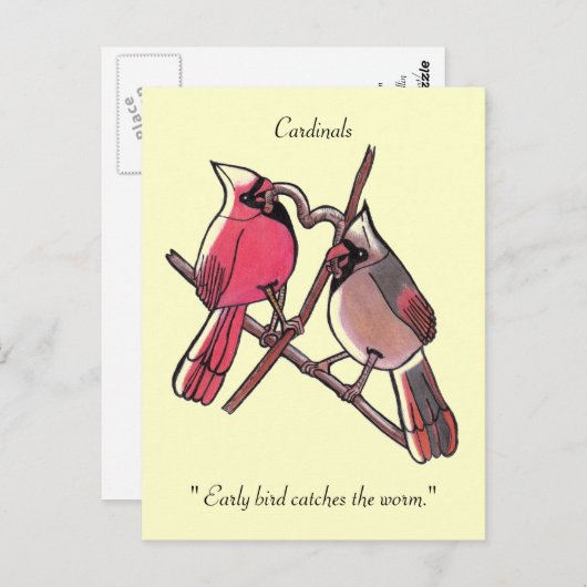 " Der frühe Vogel fängt den Wurm."Postkarte Postkarte (Vorne/Hinten)