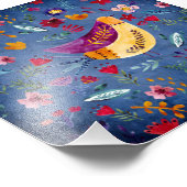 Der frühe Vogel im Blumengarten Fotodruck (Ecke)