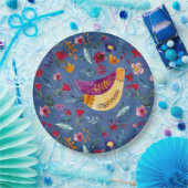 Der frühe Vogel im Blumengarten Pappteller (Party)