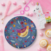 Der frühe Vogel im Blumengarten Pappteller (Party)