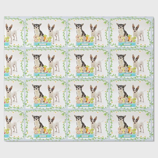 Der Frühling Chihuahuas Geschenkpapier (Flach)