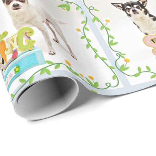 Der Frühling Chihuahuas Geschenkpapier (Rolleneckpunkt)