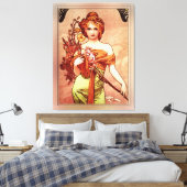 Der Frühling der Golden Beauty von Alphonse Mucha Leinwanddruck (Insitu (Schlafzimmer))