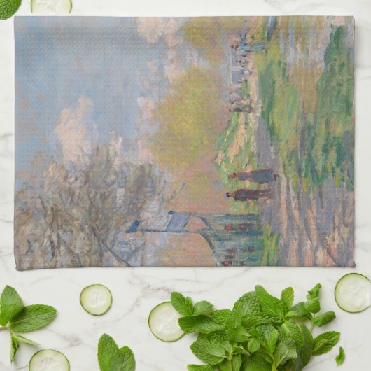 Der Frühling der Seine durch Monet Impressionist Geschirrtuch (Gefaltet)