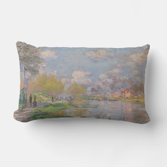 Der Frühling der Seine durch Monet Impressionist Lendenkissen (Vorderseite)