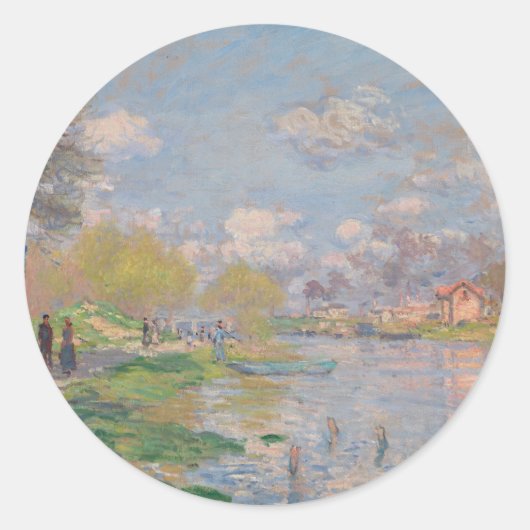 Der Frühling der Seine durch Monet Impressionist Runder Aufkleber (Vorderseite)